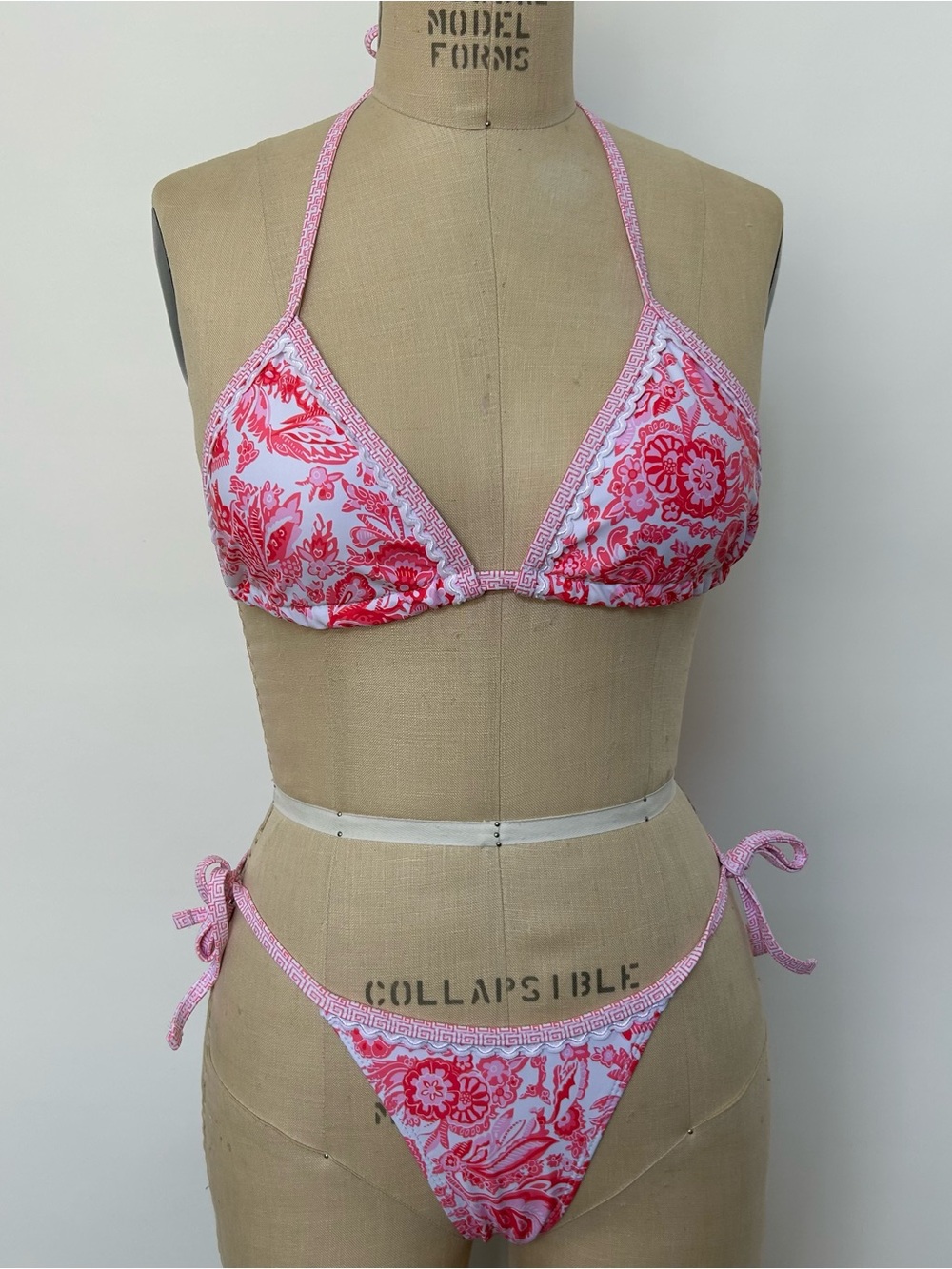 Women's Pink Floral Triangle Bikini Set